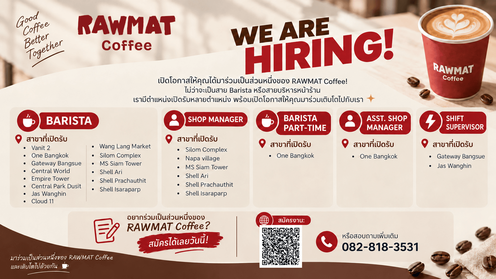 SHIFT SUPERVISOR (บาริสต้า) / GATEWAY BANGSUE workplace