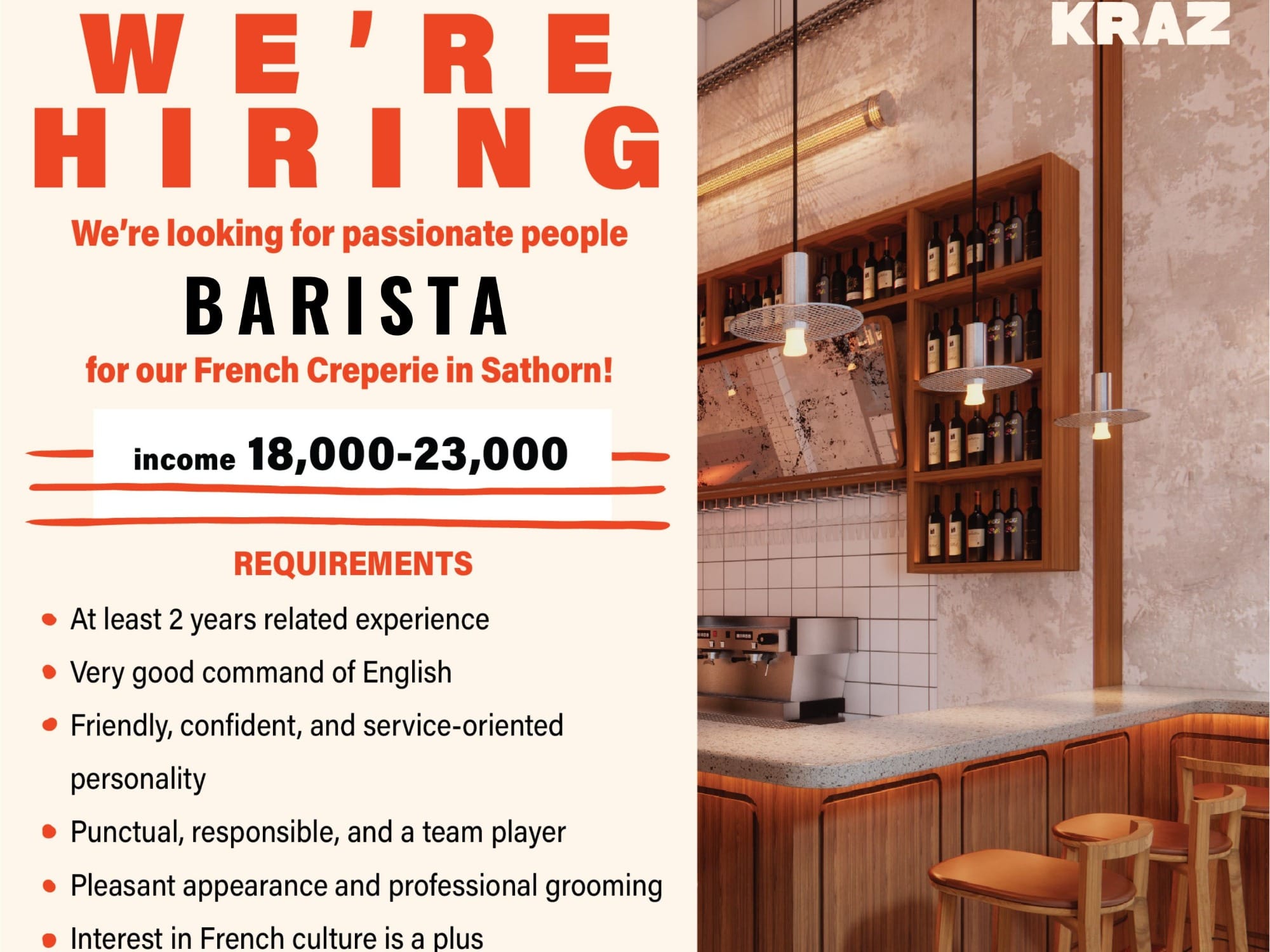 Barista/Waiter Kraz BKK workplace